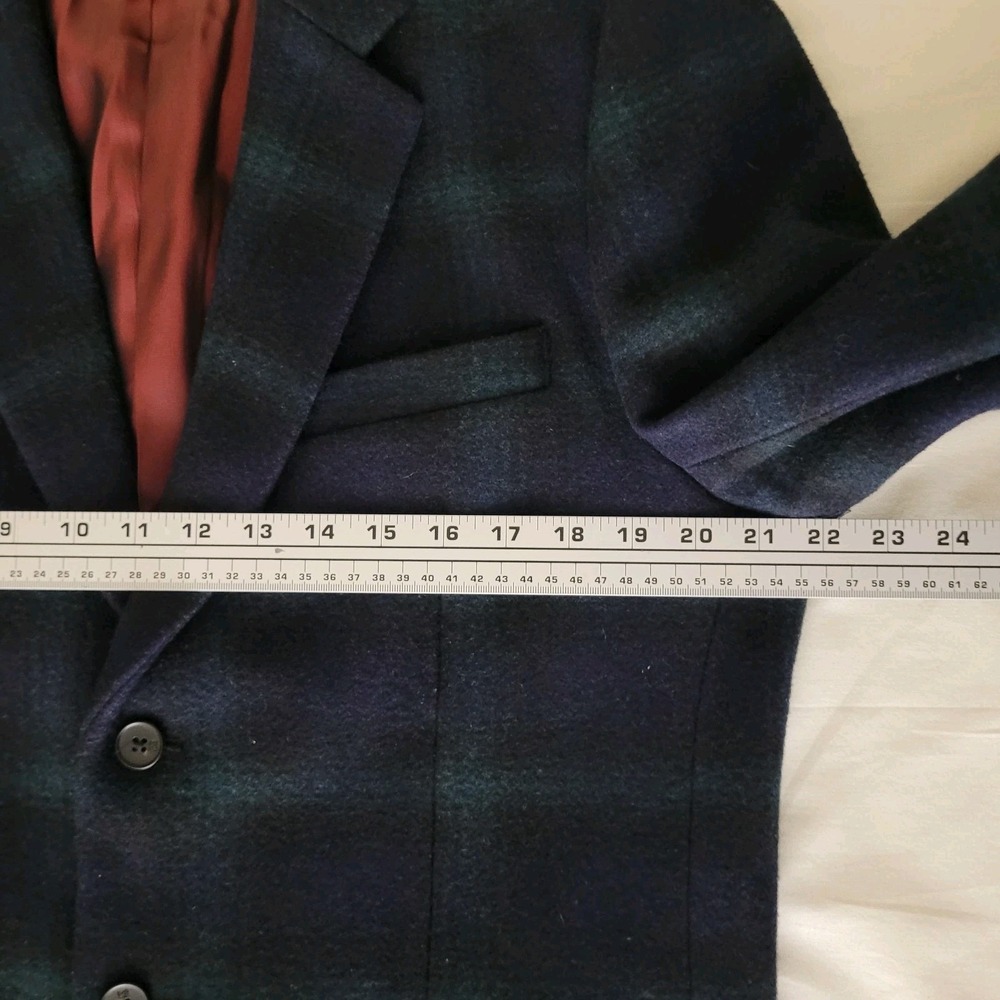 Scotch & Soda Mens Navy Green Plaid Wool Blend Blazer Jacket Size L 50 Tartan - Picture 9 of 13